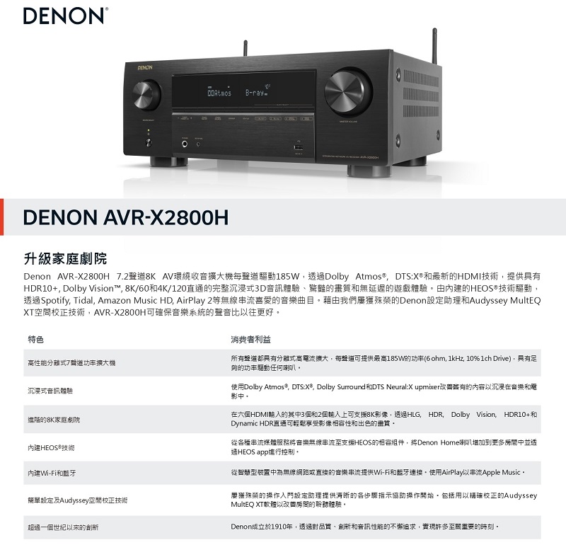 DENON AVR-X2800H - 詳情2