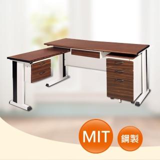【時尚屋】150CM胡桃木紋色辦公桌+側桌櫃組(261-3)