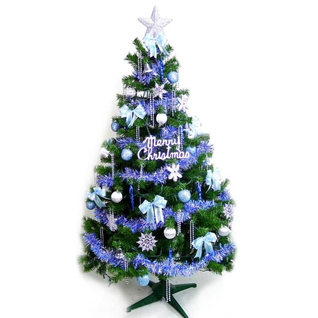 【聖誕裝飾品特賣】台灣製6尺-6呎(180cm豪華版裝飾綠聖誕樹+藍銀色系配件組（不含燈)