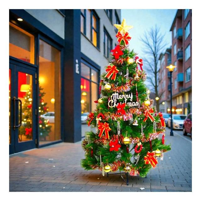 【聖誕裝飾特賣】台灣製7尺-7呎(210cm特級綠松針葉聖誕樹+紅金色系配件（不含燈)