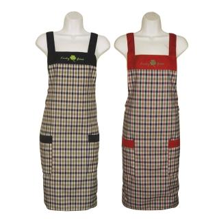 幸運草格子兩口袋圍裙(藍紅-二入組GS505)