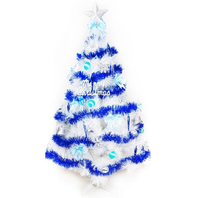 【聖誕裝飾品特賣】台灣製6尺(180cm特級白色松針葉聖誕樹-藍銀色系配件（不含燈)