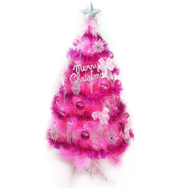 【聖誕裝飾品特賣】台灣製6尺(180cm特級粉紅色松針葉聖誕樹-銀紫色系配件（不含燈)