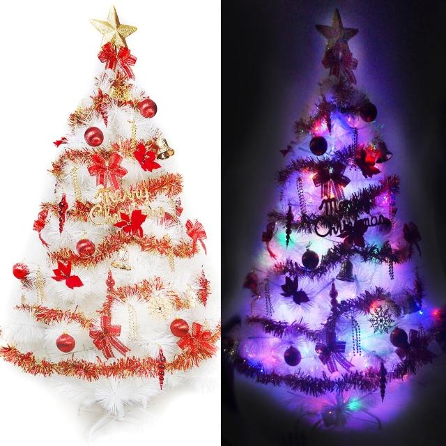 【聖誕裝飾品特賣】台灣製15呎(450cm特級白色松針葉聖誕樹-紅金色系+100燈LED燈9串-附控制器)