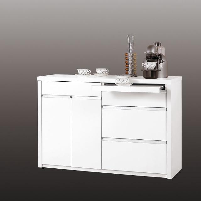 【H&D】卡尼爾4尺白色餐櫃-收納櫃