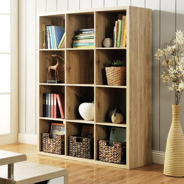 【FUN生活】DIY時尚設計十二格櫃-書櫃-置物櫃-收納櫃-隔間櫃(淺橡色)