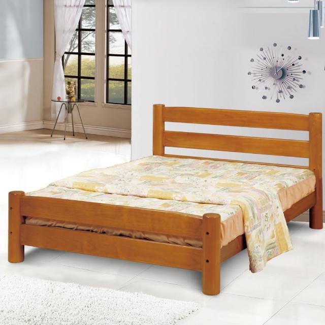 【綠活居】艾卡菲 柚木色實木3.5尺二件式床組(蜂巢床墊+單人床台)