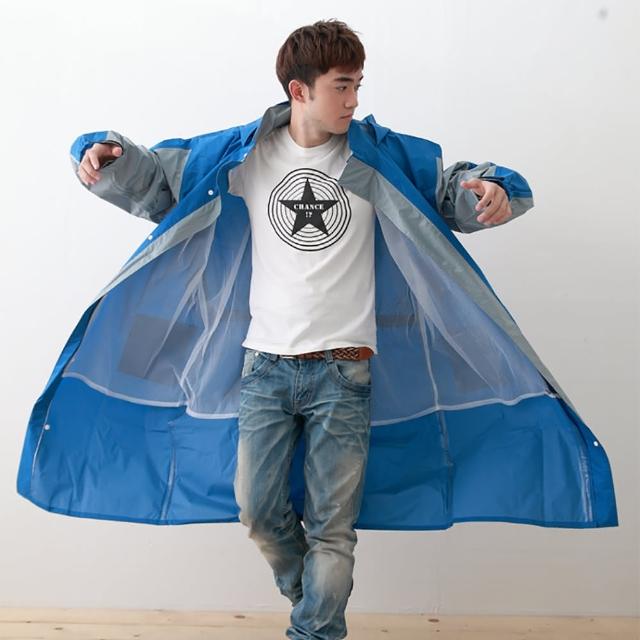 【OutPerform雨衣】勁馳率性連身式風雨衣-藍-灰(機車雨衣、戶外雨衣)