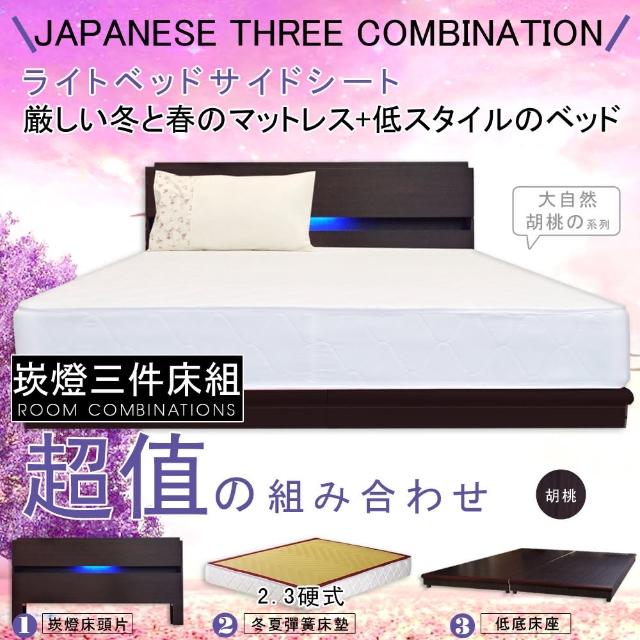 【HOME MALL-日式美學崁燈】雙人5尺三件式硬式彈簧床組(2色)