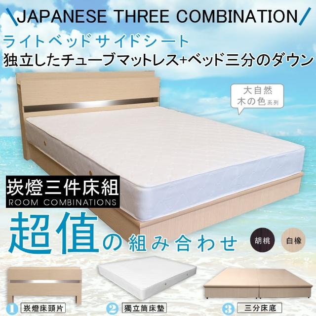 【HOME MALL-民宿風崁燈】雙人5尺三件式獨立筒床組(2色)