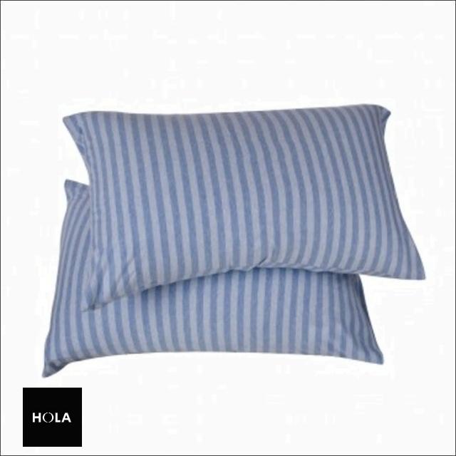 HOLA home自然針織條紋美式枕套2入 經典淺藍