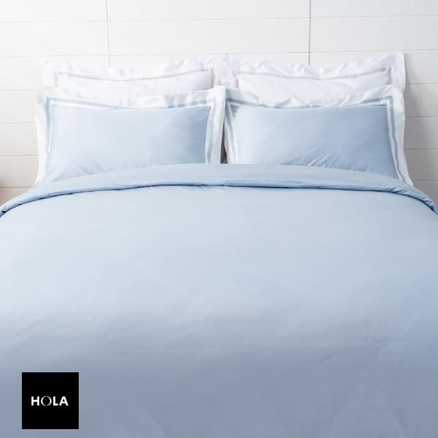 HOLA home索爾特素色拼接床被組 加大 藍色