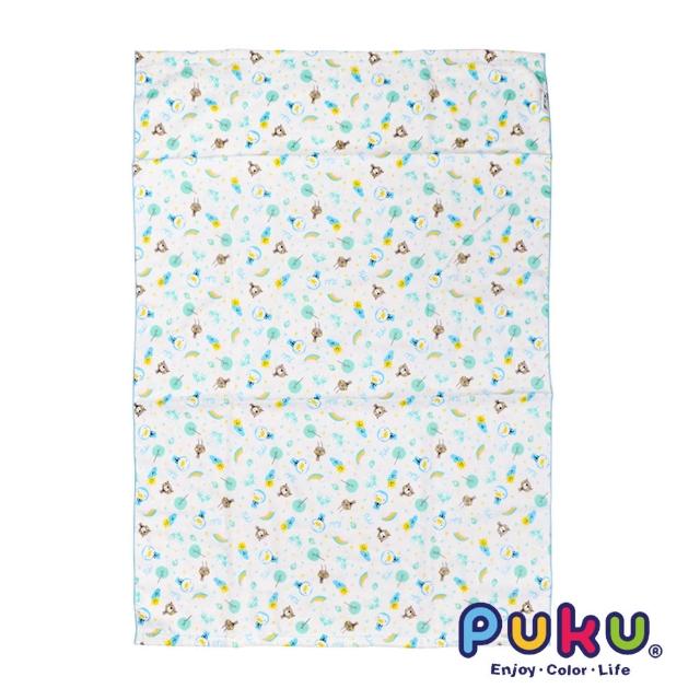 【PUKU藍色企鵝】PUKU印花紗布大浴巾-70-100cm(水色)