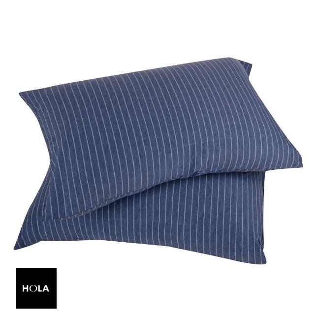 【HOLA】HOLA home自然針織條紋美式枕套2入 現代藍