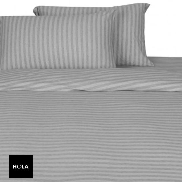 【HOLA】HOLA home自然針織條紋床包 雙人 經典淺灰