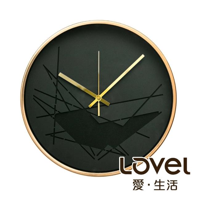 【LOVEL】3D立體古銅金框靜音時鐘-幾何裂紋黑(M721RY-BB)
