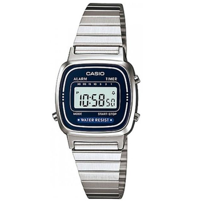 【CASIO】時尚方形質感優雅腕錶-藍(LA-670WA-2)