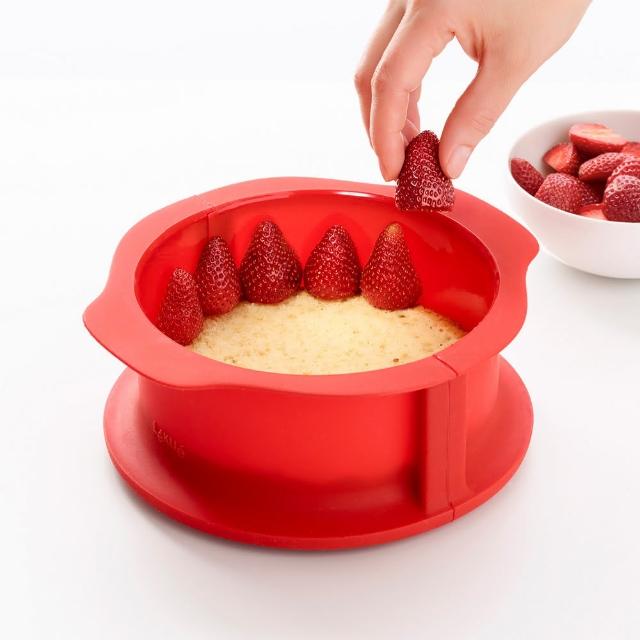 【LEKUE】深蛋糕環+瓷盤(紅15cm)