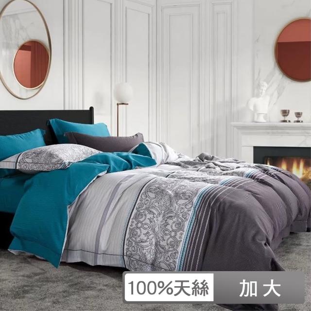 【貝兒居家寢飾生活館】頂級100%天絲床罩鋪棉兩用被七件組(加大雙人-索思)