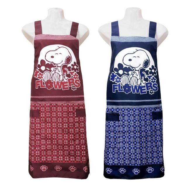 【史努比SNOOPY】兩口袋圍裙HB503花(藍紅二入組)