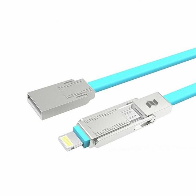 【rock space】8PIN Lightning Micro USB M7鋅合金二合一傳輸充電線