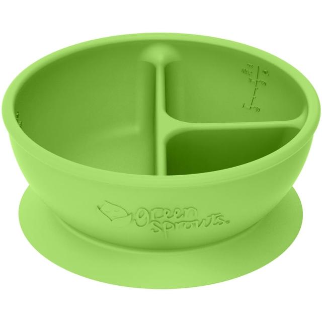 【美國green sprouts】寶寶矽膠防滑學習餐碗_草綠(GS152303-2)