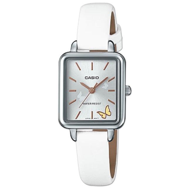 【CASIO 卡西歐】氣質指針女錶 皮革錶 防水 氣質蝴蝶圖樣(LTP-E147L-7A)