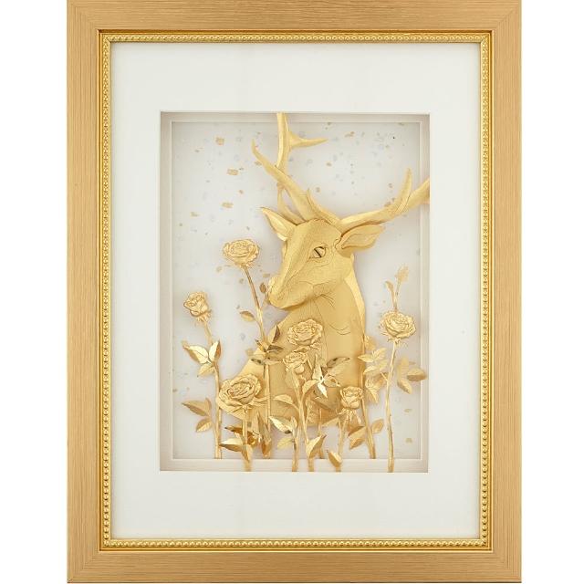 【開運陶源】金箔畫 純金 一鹿/路有你...25x32cm