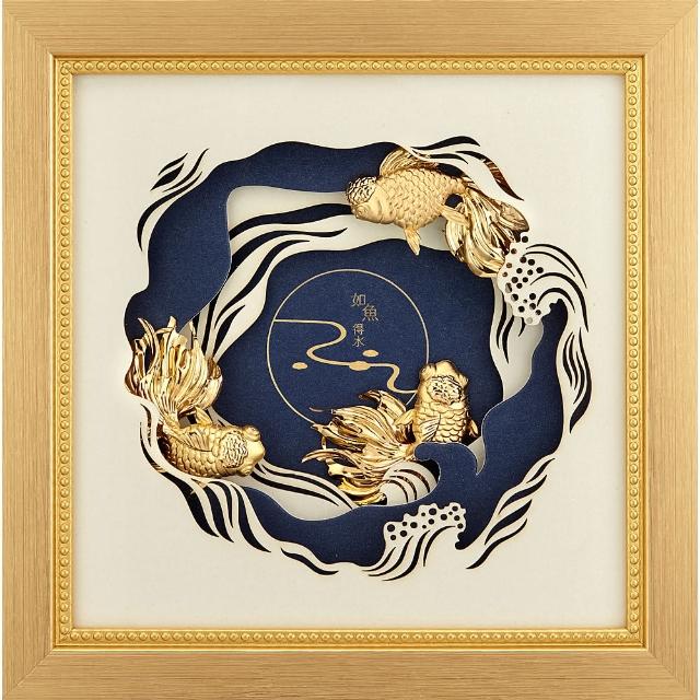 【開運陶源】金箔畫 純金~十分投合/如魚得水 禮品