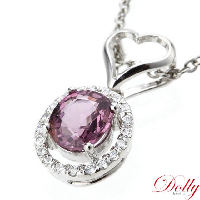 DOLLY【DOLLY】無燒 尖晶石1克拉 14K金鑽石項鍊(008)