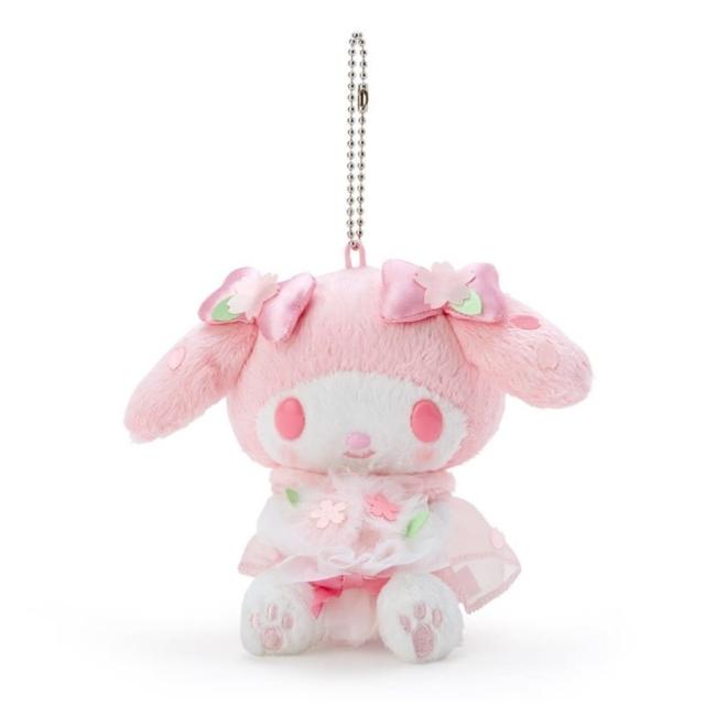 【小禮堂】美樂蒂 絨毛吊飾 櫻花吊飾 玩偶吊飾 玩偶鑰匙圈 包包吊飾 《粉 大和櫻花》