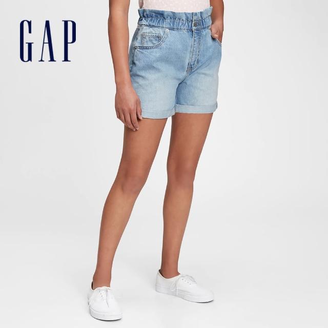 GAP【GAP】女童 純棉水洗卷邊牛仔短褲(679599-淺色水洗)