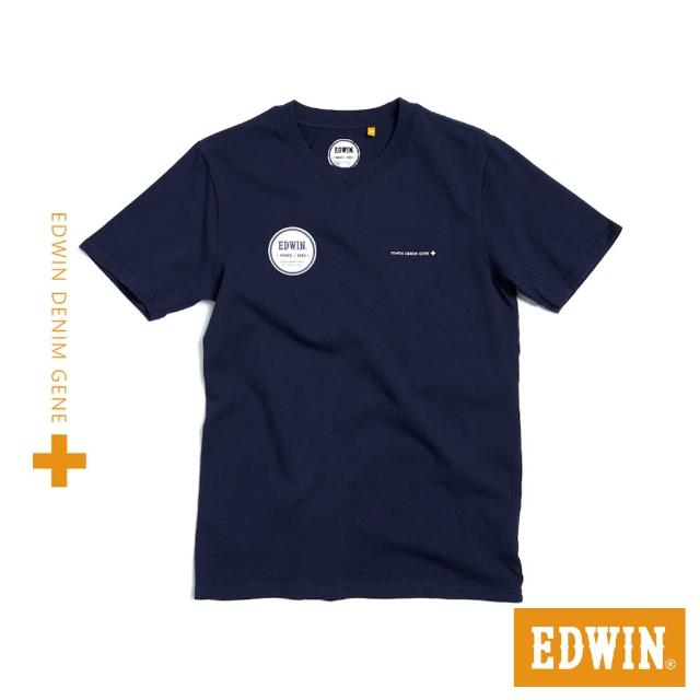 【EDWIN】PLUS+ 印花章短袖T恤-男款(丈青色)
