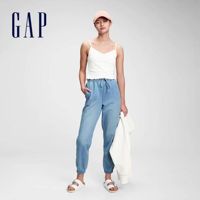 GAP【GAP】女裝 柔軟寬鬆繫帶休閒褲(660882-淺藍)