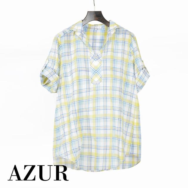 【AZUR】法式鄉村清新格紋襯衫