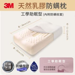 【★3M 瑞莎推薦乳膠枕★】天然乳膠防蹣枕-工學助眠型(附防蹣枕套)