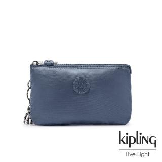 【KIPLING】個性霧灰藍三夾層配件包-CREATIVITY L