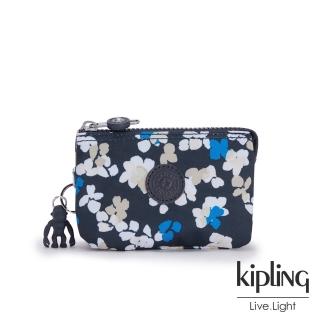 【KIPLING】清新手繪碎花三夾層配件包-CREATIVITY S