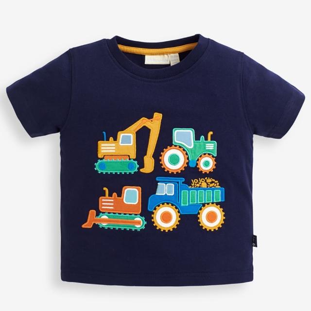 【JoJo Maman BeBe】超優質嬰幼兒/兒童100％純棉短袖上衣/T-shirt/動物T_工程車(JJH1511)