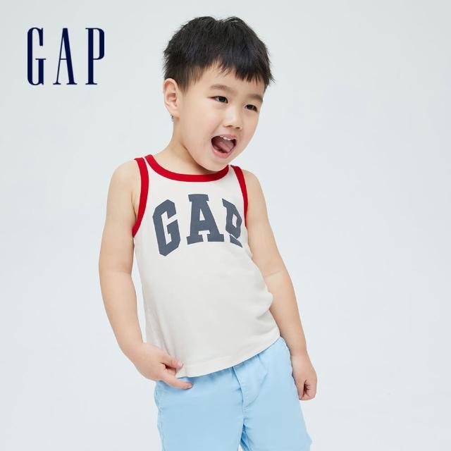 GAP【GAP】男幼童 布萊納系列 Logo撞色純棉運動背心(701453-白色)