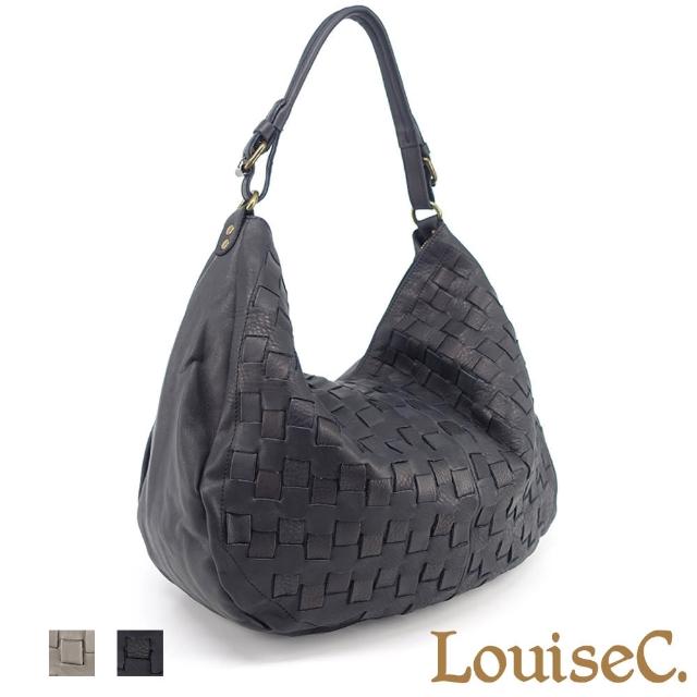 【LouiseC.】Tree House 義大利水染牛皮圓弧編織肩背斜背包-2色(YS98672)