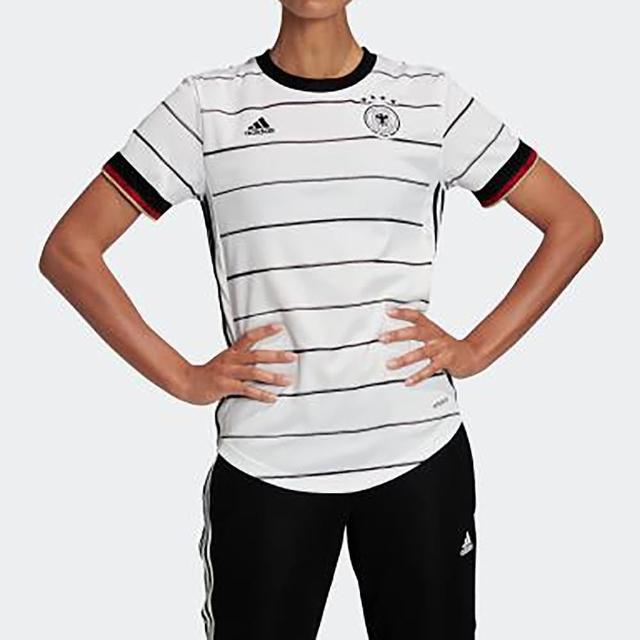 adidas 愛迪達【adidas 愛迪達】上衣 女款 運動 短袖上衣 足球 德國 DFB H JSY W 白 EH6102