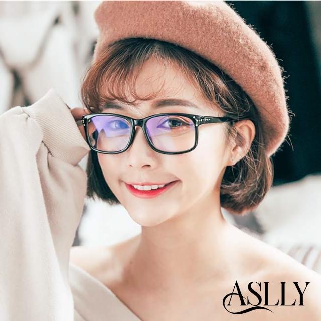 【ASLLY】施華洛世奇水鑽粗框濾藍光眼鏡白