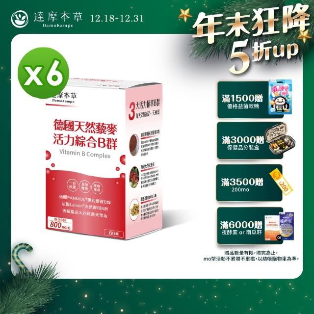 【達摩本草】專利天然藜麥綜合B群x6盒-60粒/盒(長效吸收、活力不斷電)