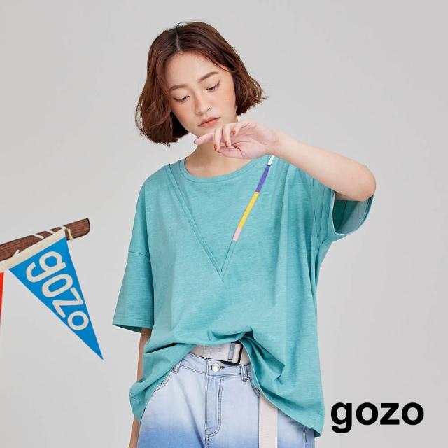 gozo【gozo】V領邊條配色落肩T(兩色)