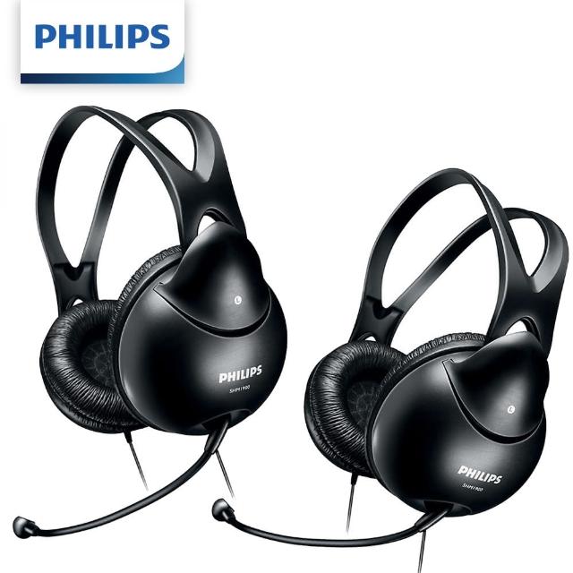 【Philips 飛利浦】頭戴式電腦耳機麥克風 SHM1900(2入組)