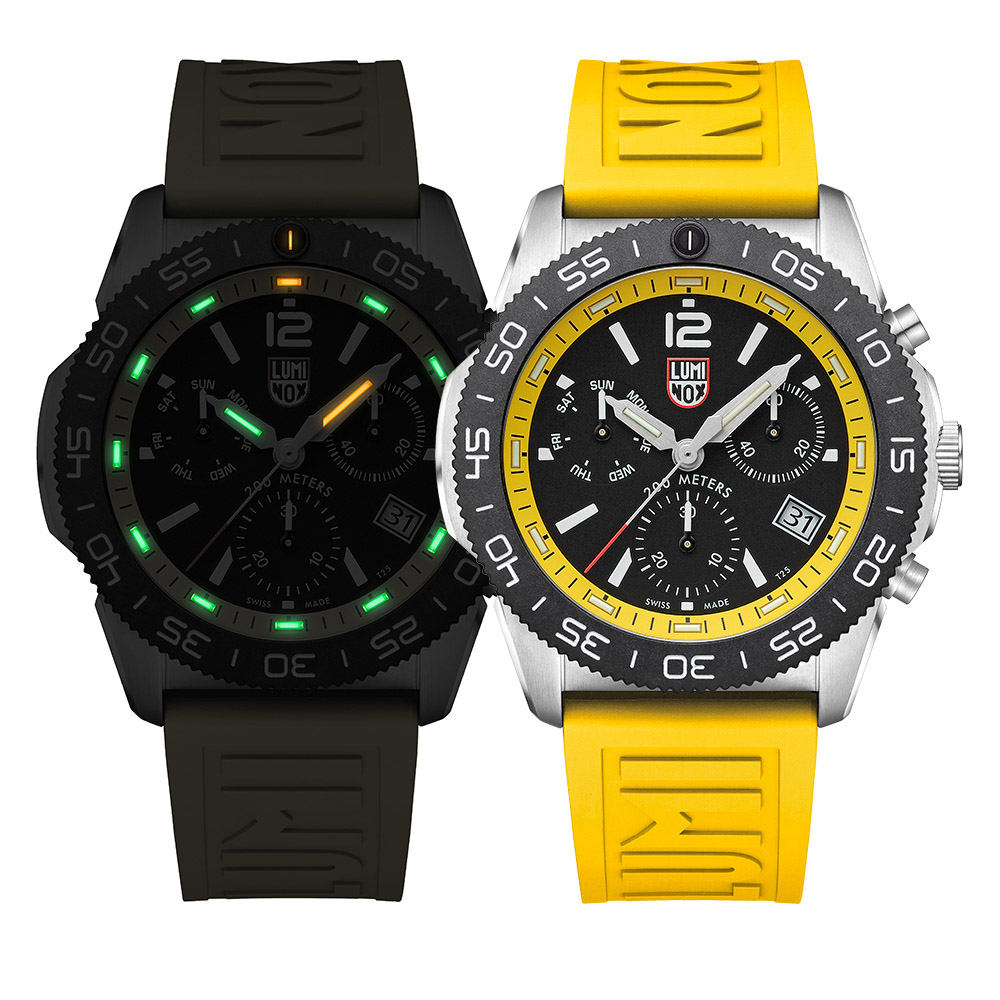 【LUMINOX 雷明時】Pacific Diver Chrono太平洋潛行者雙曆計時腕錶(黃 / 3145)