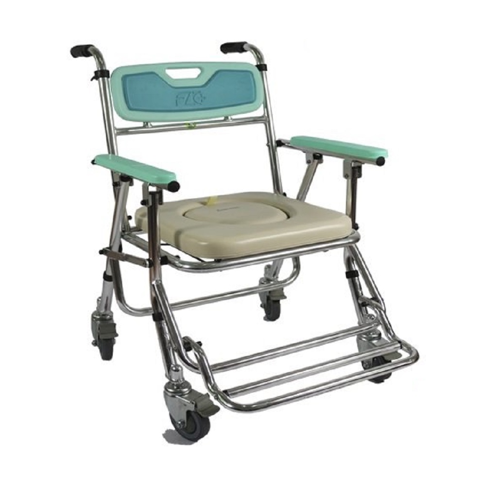 【海夫健康生活館】富士康 鋁合金 帶輪 收合式 洗澡 便盆 兩用椅