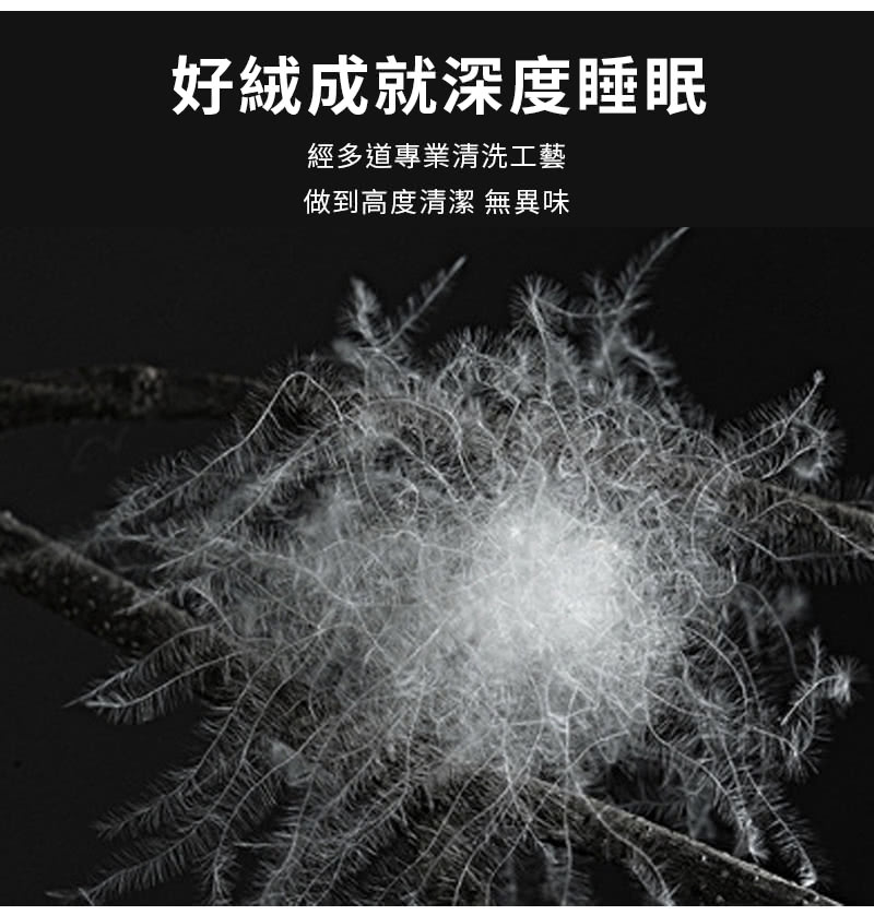 好絨成就深度睡眠 經多道專業清洗工藝 做到高度清潔 無異味 