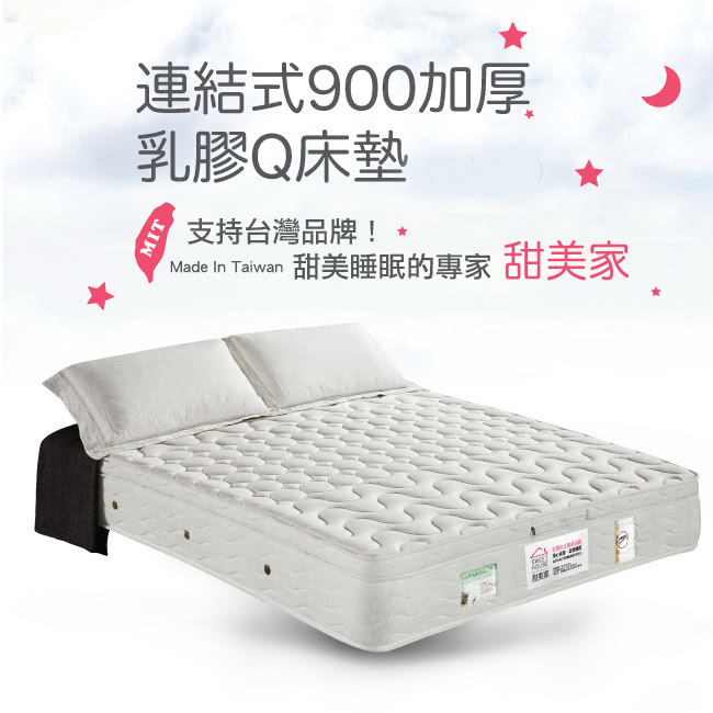 【甜美家】連結式900顆加厚乳膠Q床墊(訂製雙人特大6X7尺-贈高級全包式保潔墊)